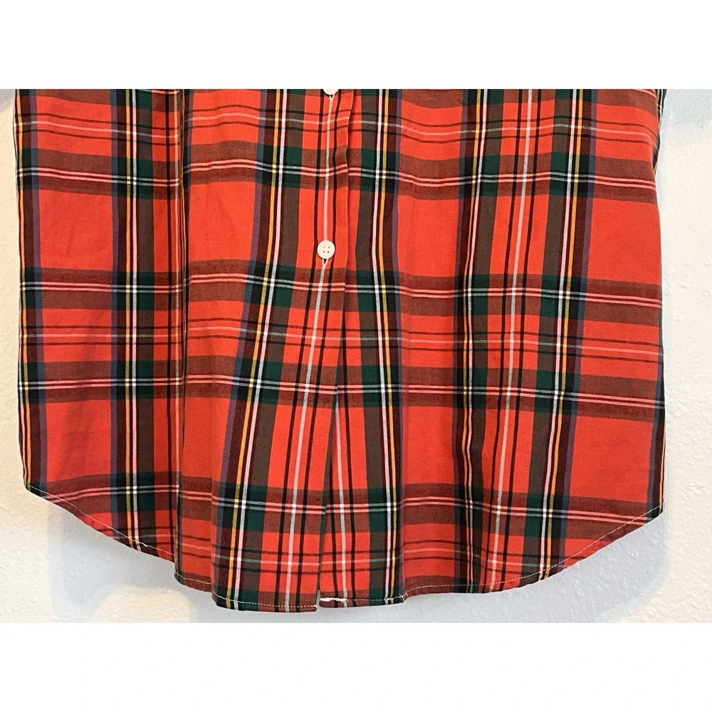 Vintage 90s Calvin‎ Klein Sport Women's Plaid Top Short Sleeve Button Up Small - Picture 5 of 6